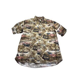RedHead Brand Co. Mens Camouflage American Flag Button-Up Shirt Size L